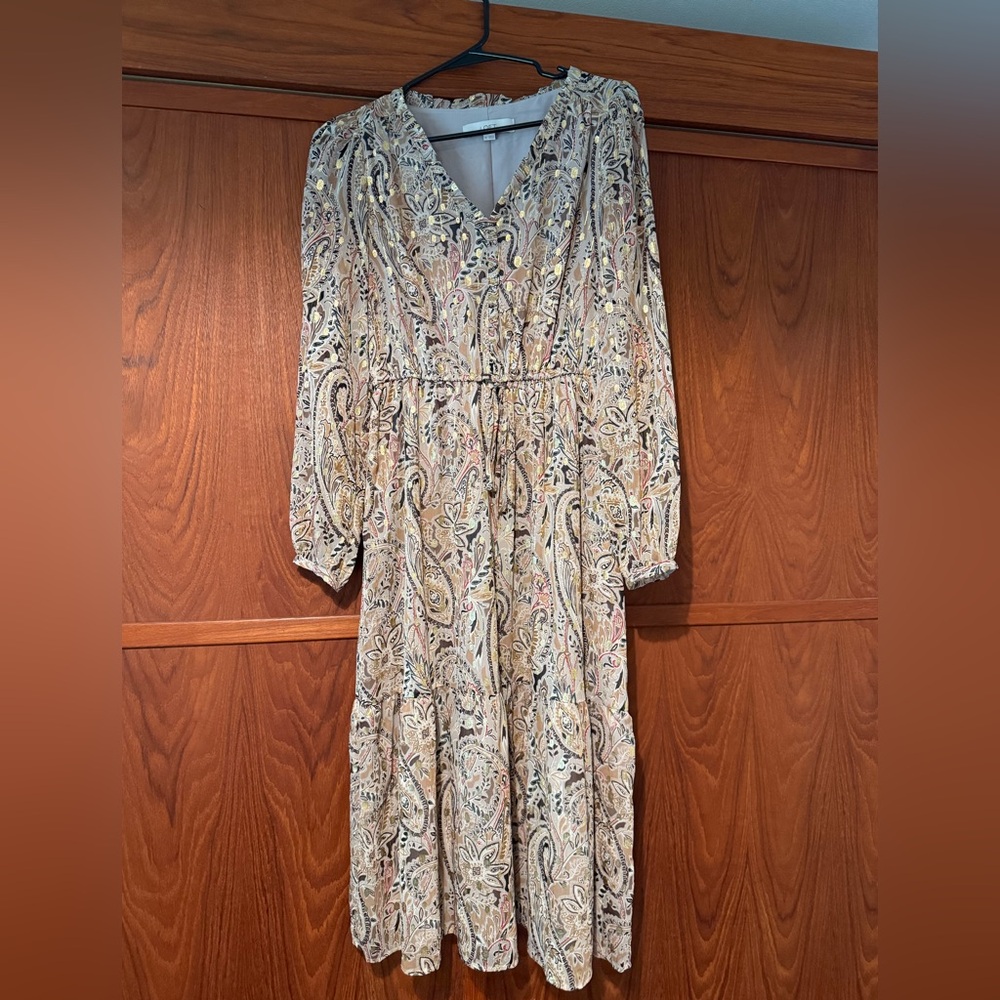 Loft women’s floral long sleeve midi dress